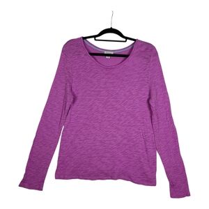 Sundance Long Sleeve Shirt Slub 100% Cotton Purple Womens Size Large Textured